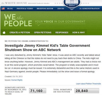 逾2.8万人白宫网站请愿“杀光中国人”视频被删