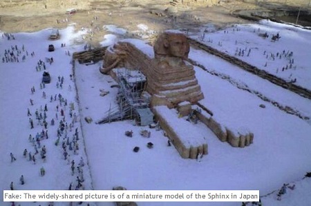 斯芬克斯像披皑皑白雪？埃及雪景照被指造假（图）