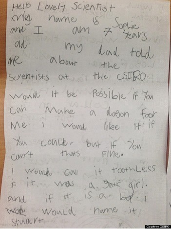 澳7岁女童致信科研组织索要萌宠获科学家回复