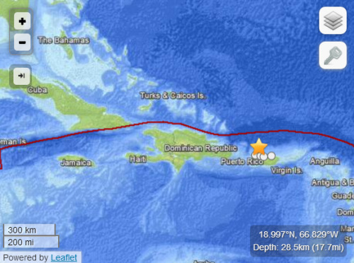波多黎各近海发生6.5级地震距首都96公里（图）